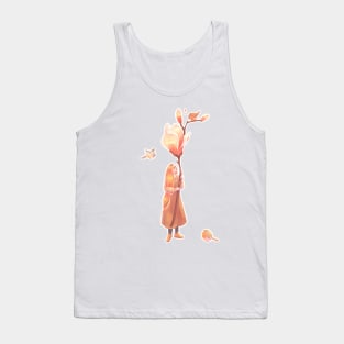 Girl with camellia flower and little birds Tank Top